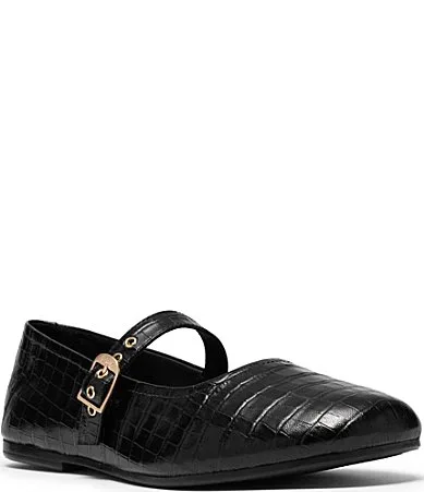 Livia Jane Crocodile Embossed Leather Mary Jane Flats by Clarks