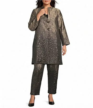 Metallic-Blend Ombre Dotted Ankle Slim Pants by Ic Collection