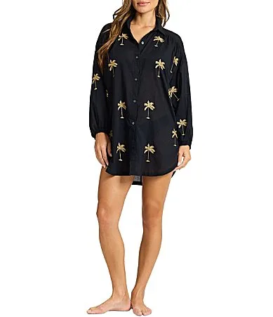 Catalina Embroidered Boyfriend Shirt Swim Cover-Up by Tommy Bahama
