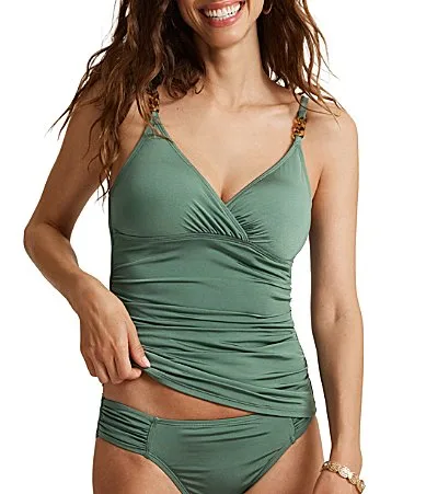 Solid Jewel Sand V-Neck Tankini Swim Top by Tommy Bahama