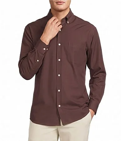 Performance the Traveler Solid Twill Sport Shirt by Roundtree & Yorke