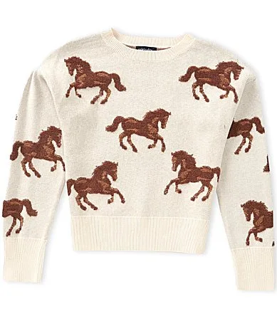 Long Sleeve Horse Pattern Sweater by Originality