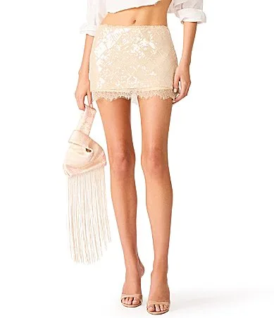 Cindi Diamond Sequin Mesh Micro Mini Skirt by Steve Madden