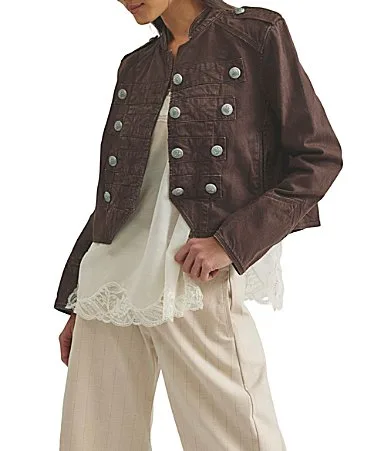We the Free Ryland Stand Collar Long Sleeve Band Jacket by Free People