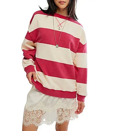 Classic Stripe Crew Neck Long Sleeve Pullover by Free People