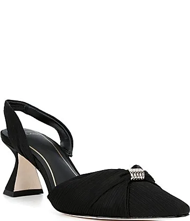 Zane Satin Slingback Ornamented Pumps