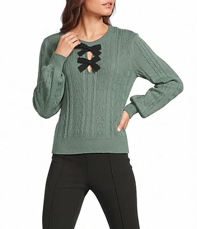Bow Front Balloon Sleeve Sweater by In San Francisco