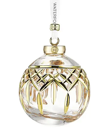 Lismore Collection Gilded Crystal Bauble Ornament by Waterford