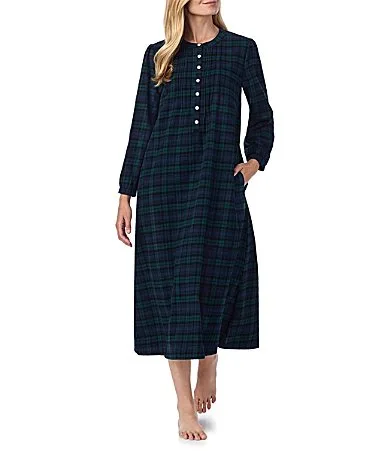 Cotton Flannel Eyelet Lace Crew Neck Ballet Nightgown by Lanz of Salzburg