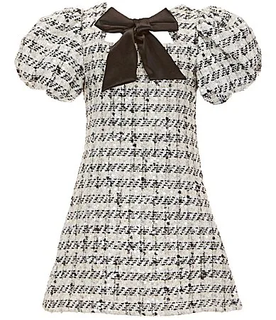 Puff Sleeve Bow Neck Shift Dress by GB