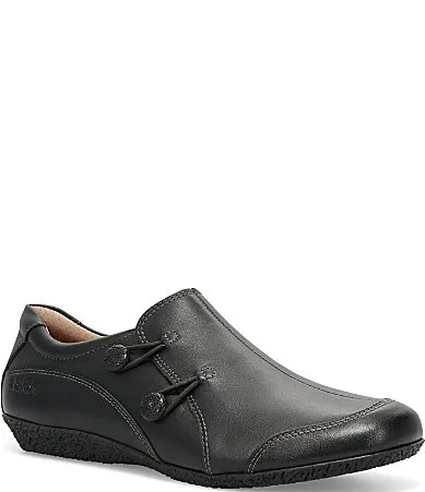 Taos Ramble Leather Bungee Button Slip on Flats by Taos