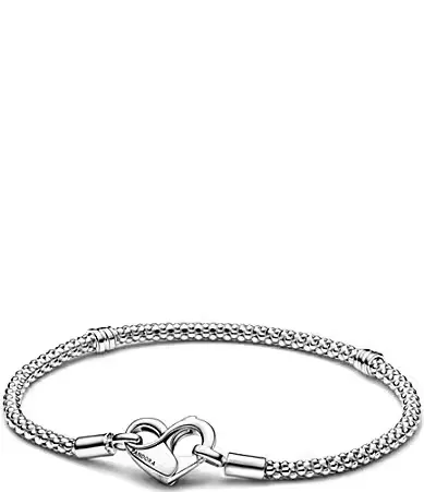Moments Studded Sterling Silver Chain Charm Bracelet