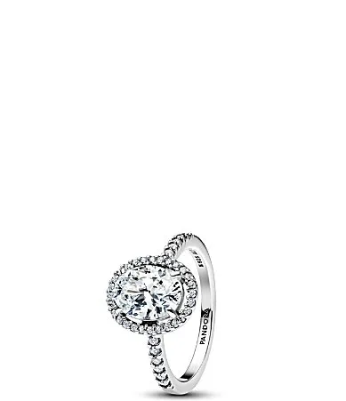 Pandora Oval Sparkling Halo Sterling Silver Statement Ring by Pandora