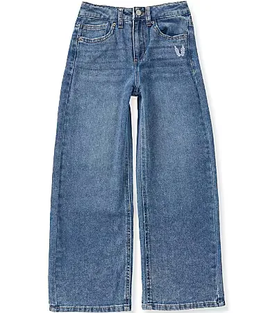 Rhinestone Embellished Wing Pocket Wide Leg Jeans by Hippie Girl