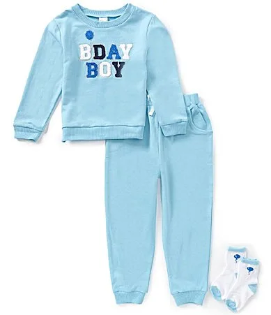 Birthday Boy Sweatshirt Joggers Socks Set by Baby Starters