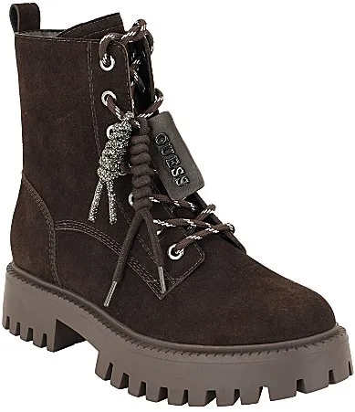 Fizzle Suede Platform Combat Boots by GUESS