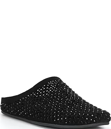 Beal Suede Perforated Rhinestone Embellished Clogs by Gianni Bini
