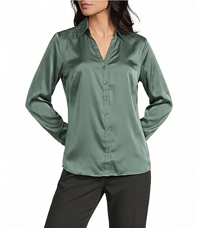 I.N. San Francisco Collared Button Front Long Sleeve Shirt