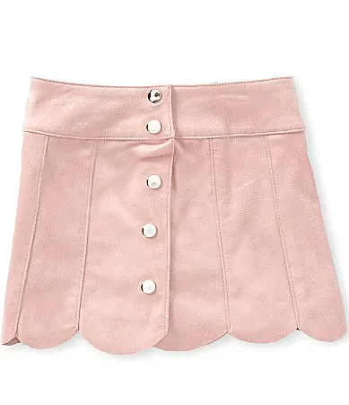 Suede Scallop Hem Skort by Tractr