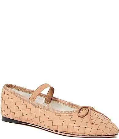 Leonie Woven Leather Ballerina Bow Flats