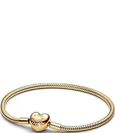 Gold Heart Snake Charm Bracelet 6.7 In