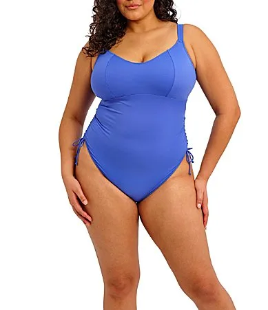 Plain Sailing Scoop Neck Adjustable Tie Side Tank One Piece Swimsuit by Elomi