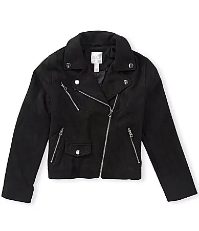 Long Sleeve Faux-Suede Motorcycle Jacket by Urban Republic