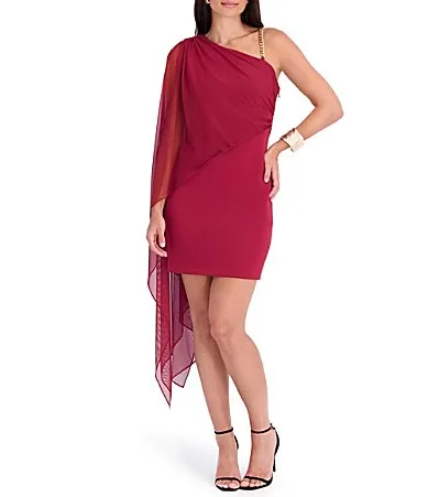 One Shoulder Cape Sleeve Dress by Siena