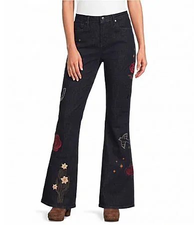 Wyatt Denim Wild Flowers Embroidery Boot Cut Coordinating Jeans by Driftwood