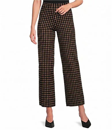 Mia Dot Patterned High Rise Straight Leg Coordinating Knit Pants by Lucy