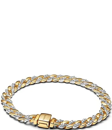 Two-Tone Pave Cuban Chain Bracelet by Pandora