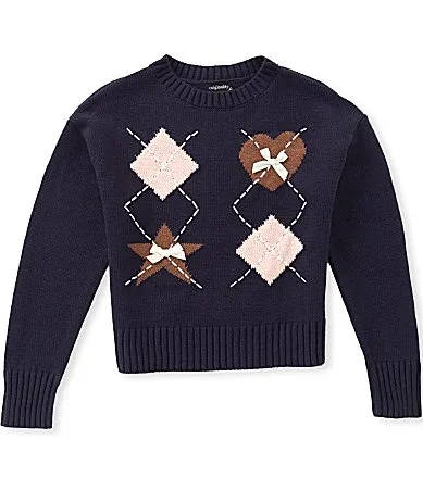 Long Sleeve Argyle Sweater by Originality