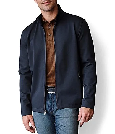 Solid Textured Full Zip Jacket by Johnston & Murphy