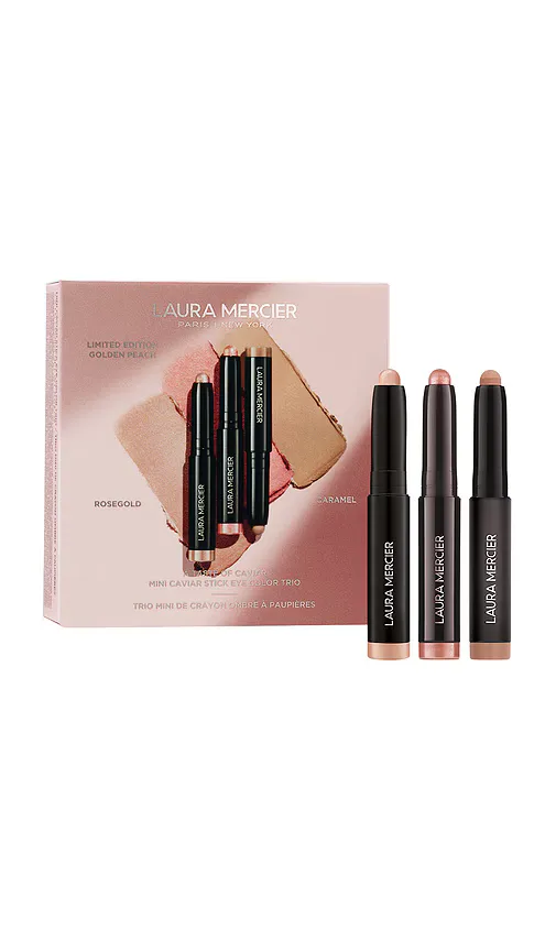 A Taste of Caviar Mini Caviar Stick Trio in Golden Peach, Rosegold, and Caramel by Laura Mercier
