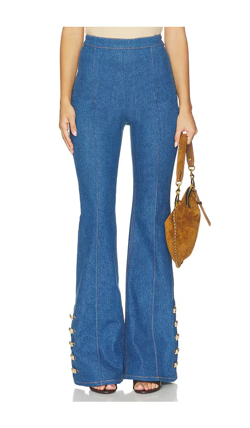 Charlotte Vintage Wash Denim Trousers by Nadine Merabi