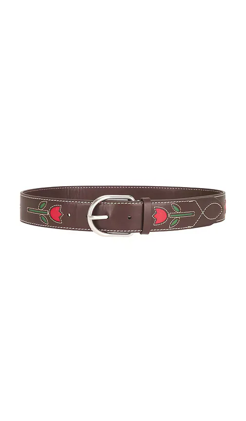 Vachetta with Tulips and Silver Hardware Belt by Loeffler Randall