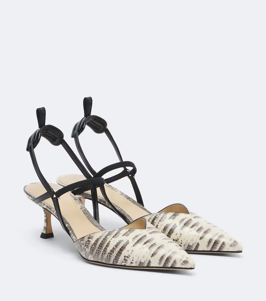 Colibr Snake-Effect Leather Slingback Pumps