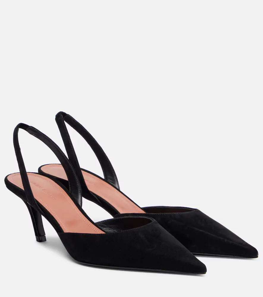 Sofia 60 Suede Slingback Pumps by Amina Muaddi