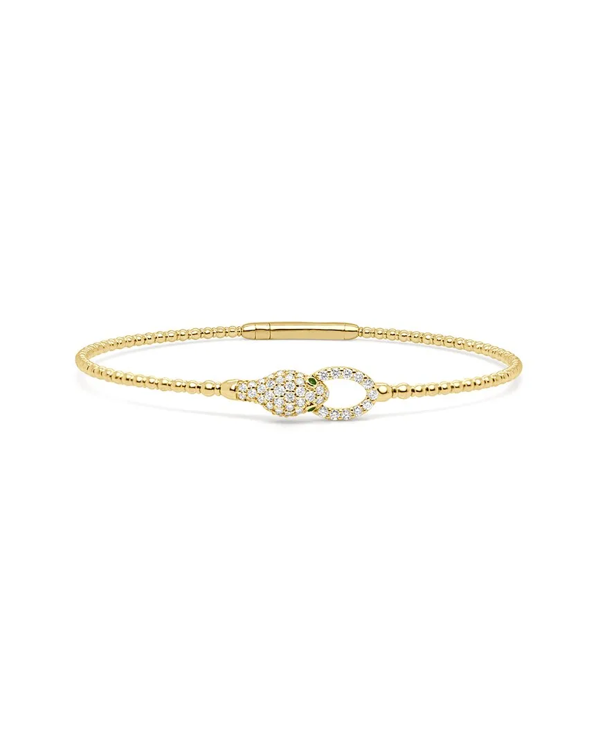 14K 0.38 ct. tw. Diamond & Emerald Snake Stackable Bangle by Sabrina Designs