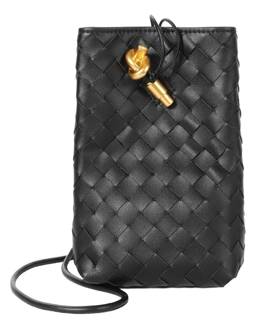 Handwoven Mini Leather Bucket Bag by Tiffany & Fred Paris