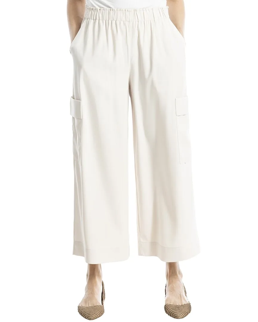 Twill Cargo Cropped Wide Leg Pant by Max Studio