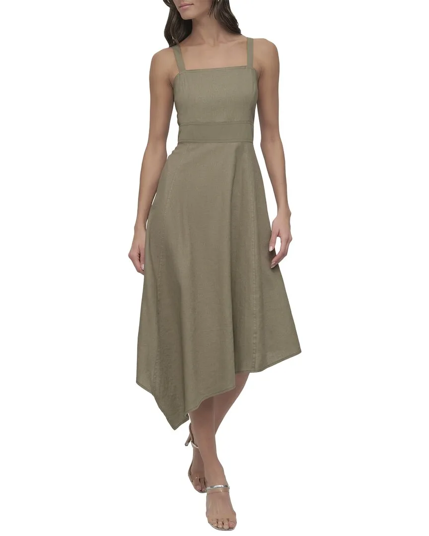 Paneled Linen-Blend Dress by DKNY