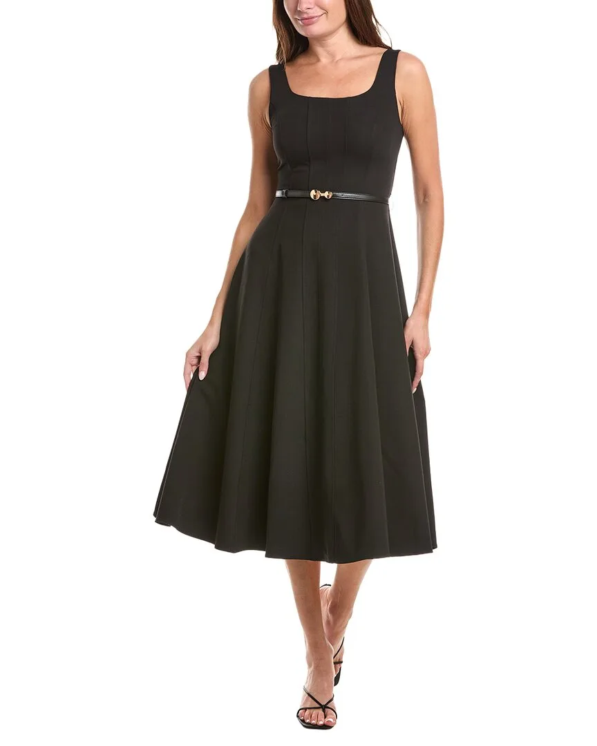 Belted Square Neck A-Line Dress