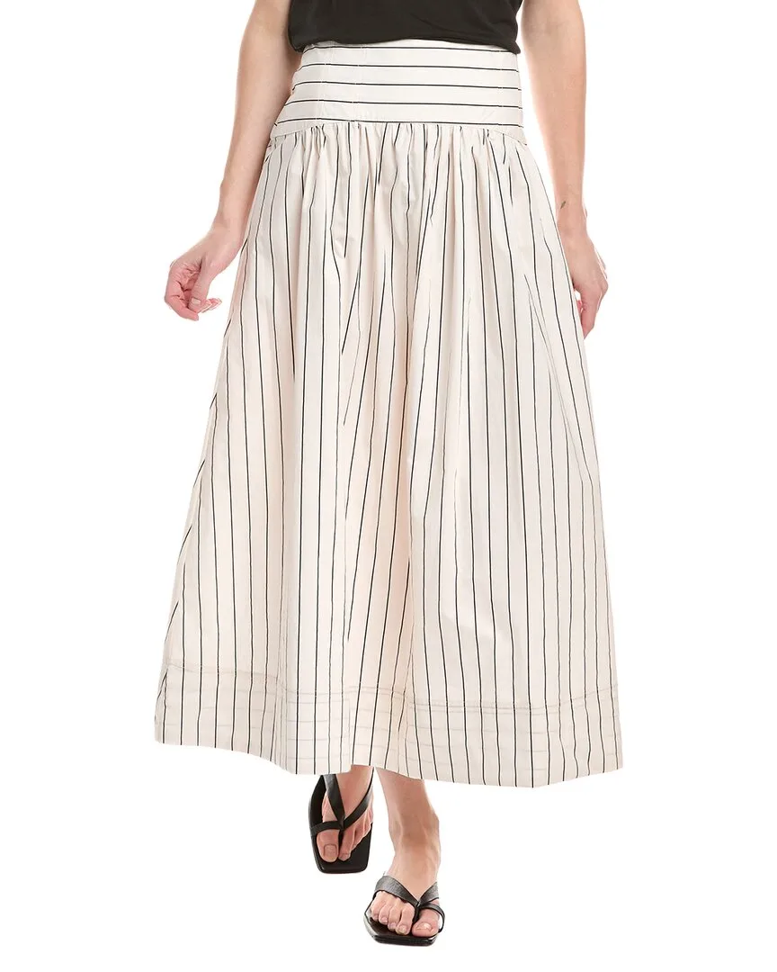 Poplin Gathered Midi Skirt