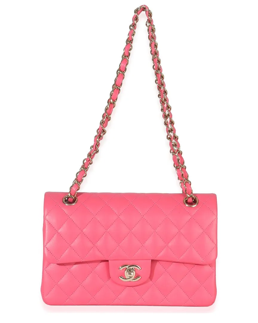 Pink Leather Quilted Small Classic Double Flap Bag (authentic Pre-Loved) by CHANEL