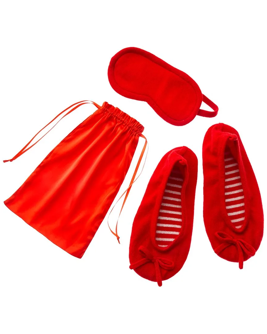 Cashmere Ballet Slipper & Eye Mask Set with Drawstring Pouch by Sofia Cashmere
