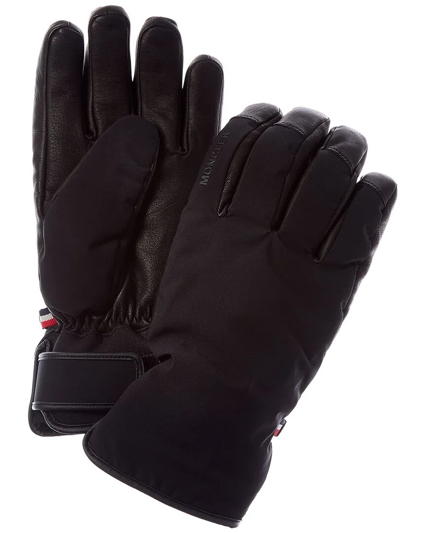 Leather-Trim Gloves by Moncler