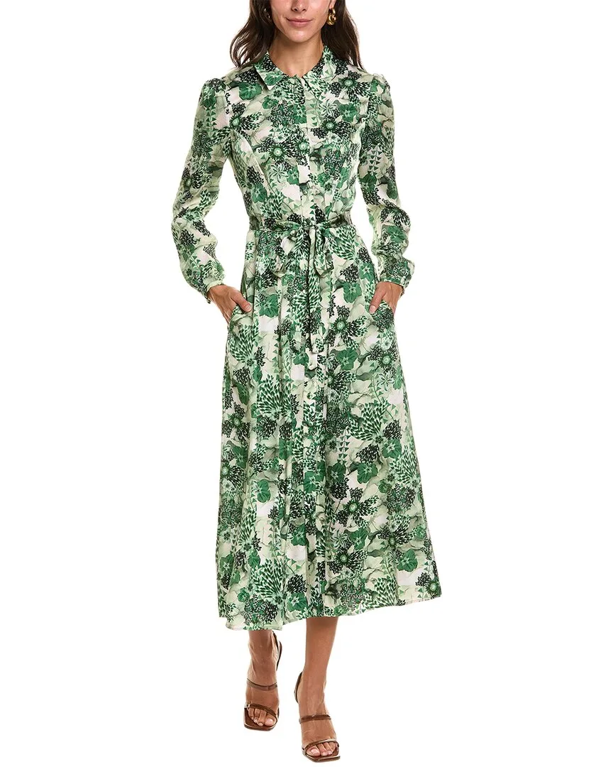 Vanessa Printed Hammered Satin Midi Dress