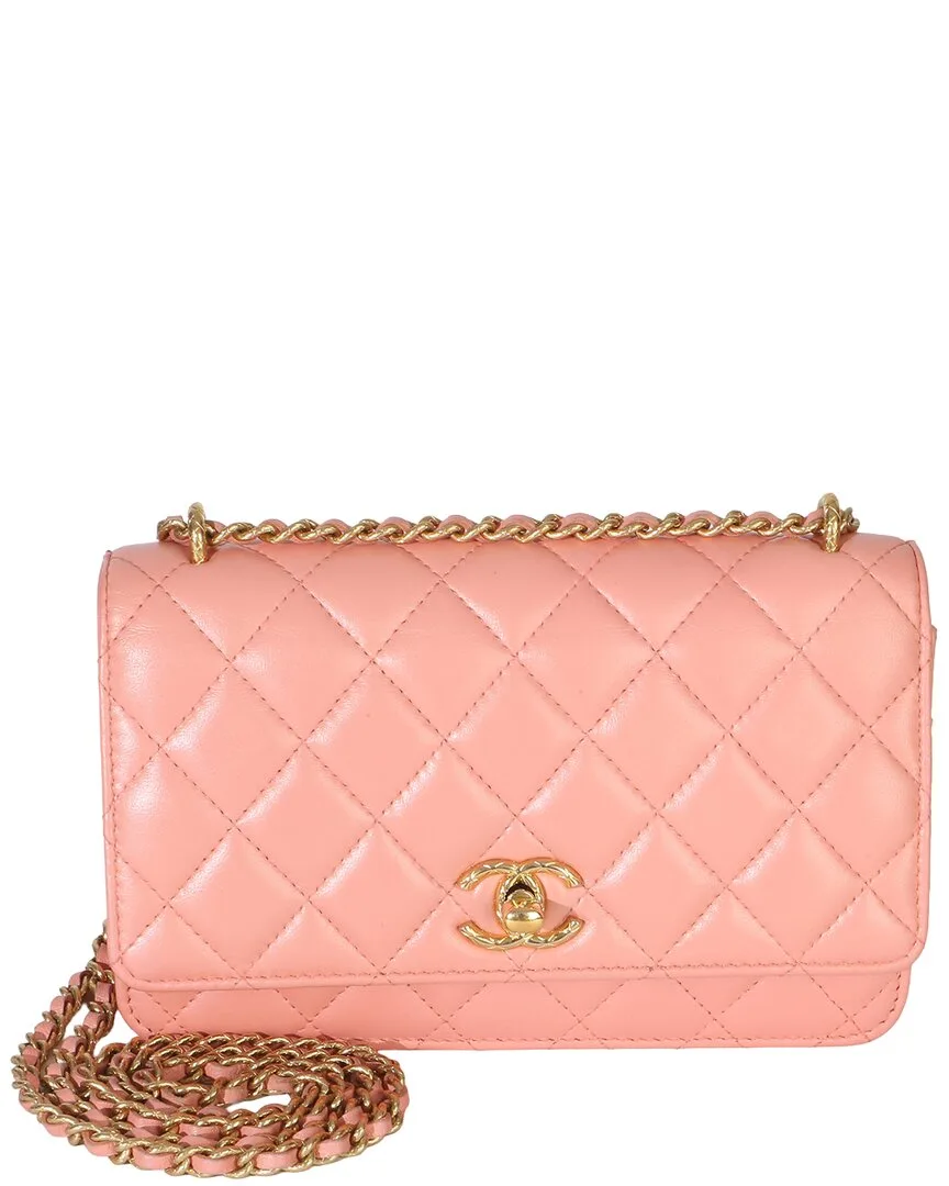 Pink Leather Cc Wallet on Chain (authentic Pre-Loved) by CHANEL