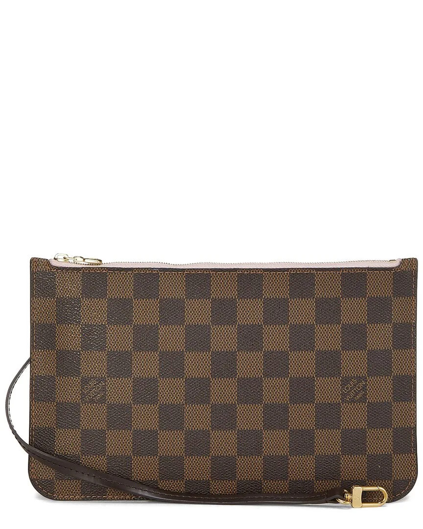 Pink Damier Ebene Coated Canvas Neverfull Pouch mm (authentic Pre-Loved)